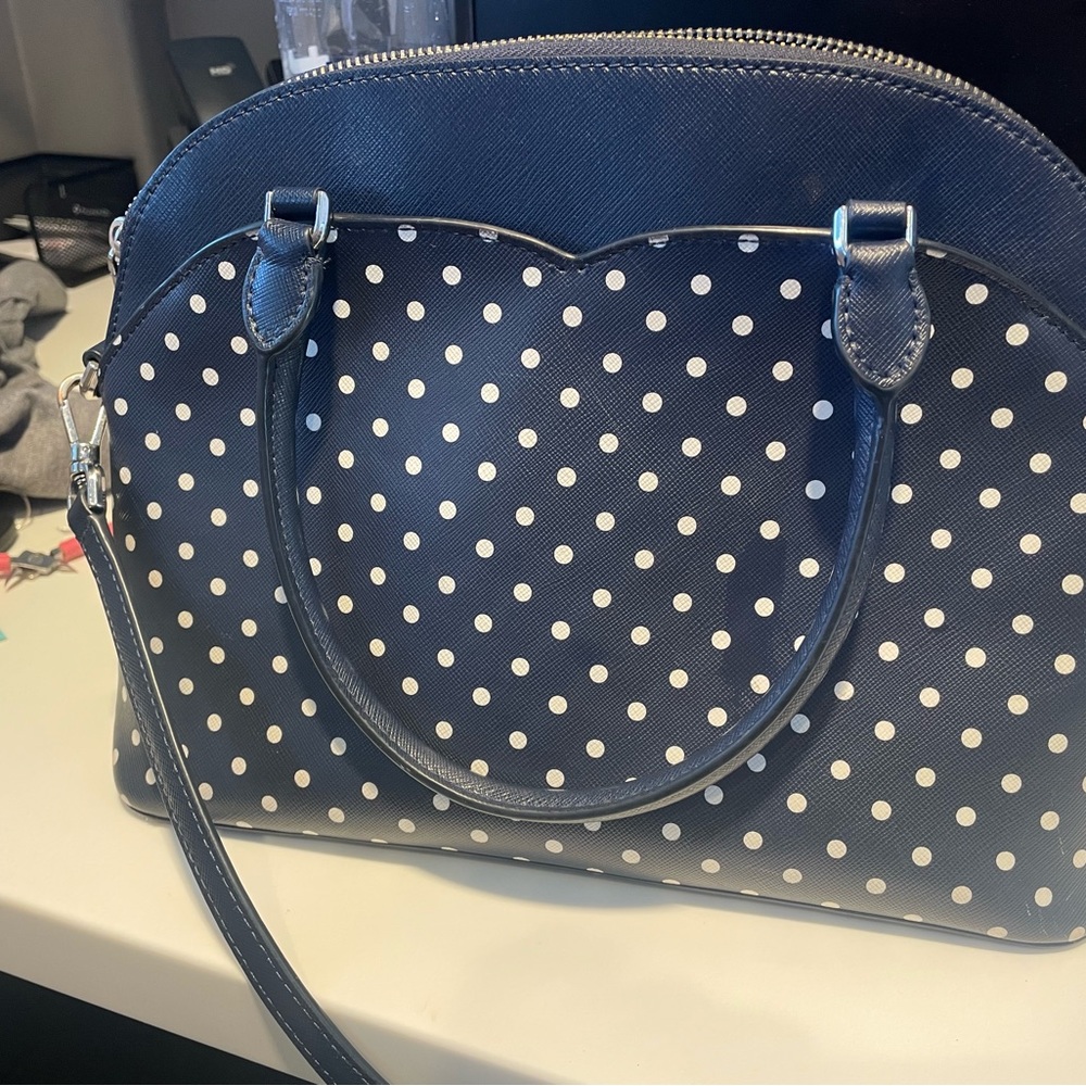 Kate Spade Payton Dome Medium Purse : Navy Dot - Picture 2 of 7
